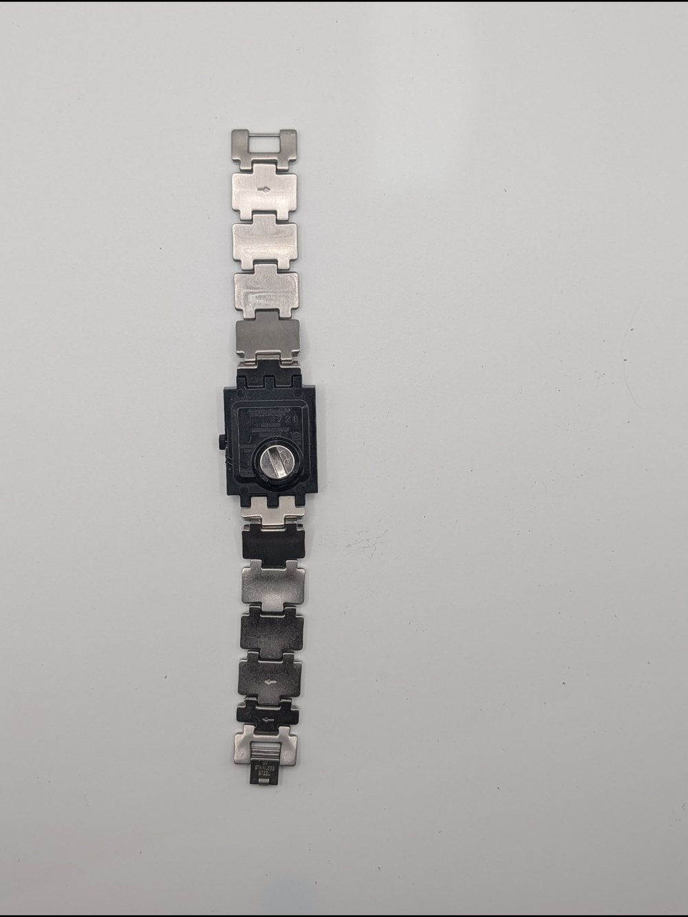 Vintage Swatch Swiss Square Floral Bracelet Watch Black Silver Women's Quartz - Picture 6 of 7
